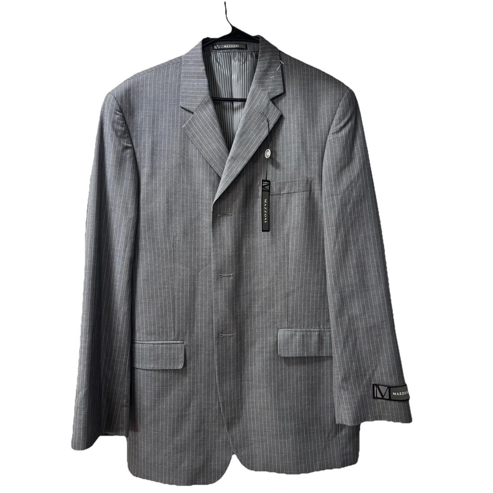 Mazzoni Men's Gray Pinstripe Blazer 42L Wool Blend Suit Jacket New